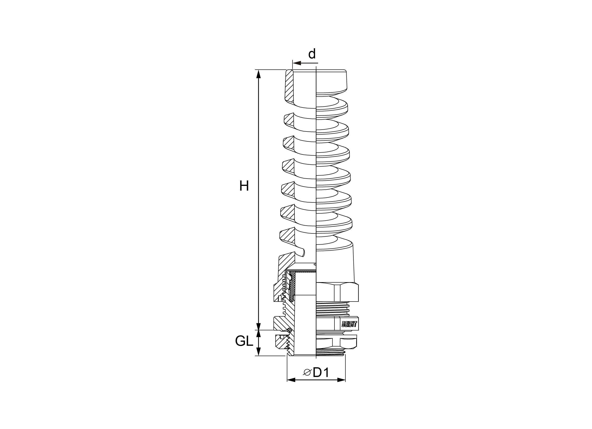 G(PF)1/4”防折彎電纜固定頭